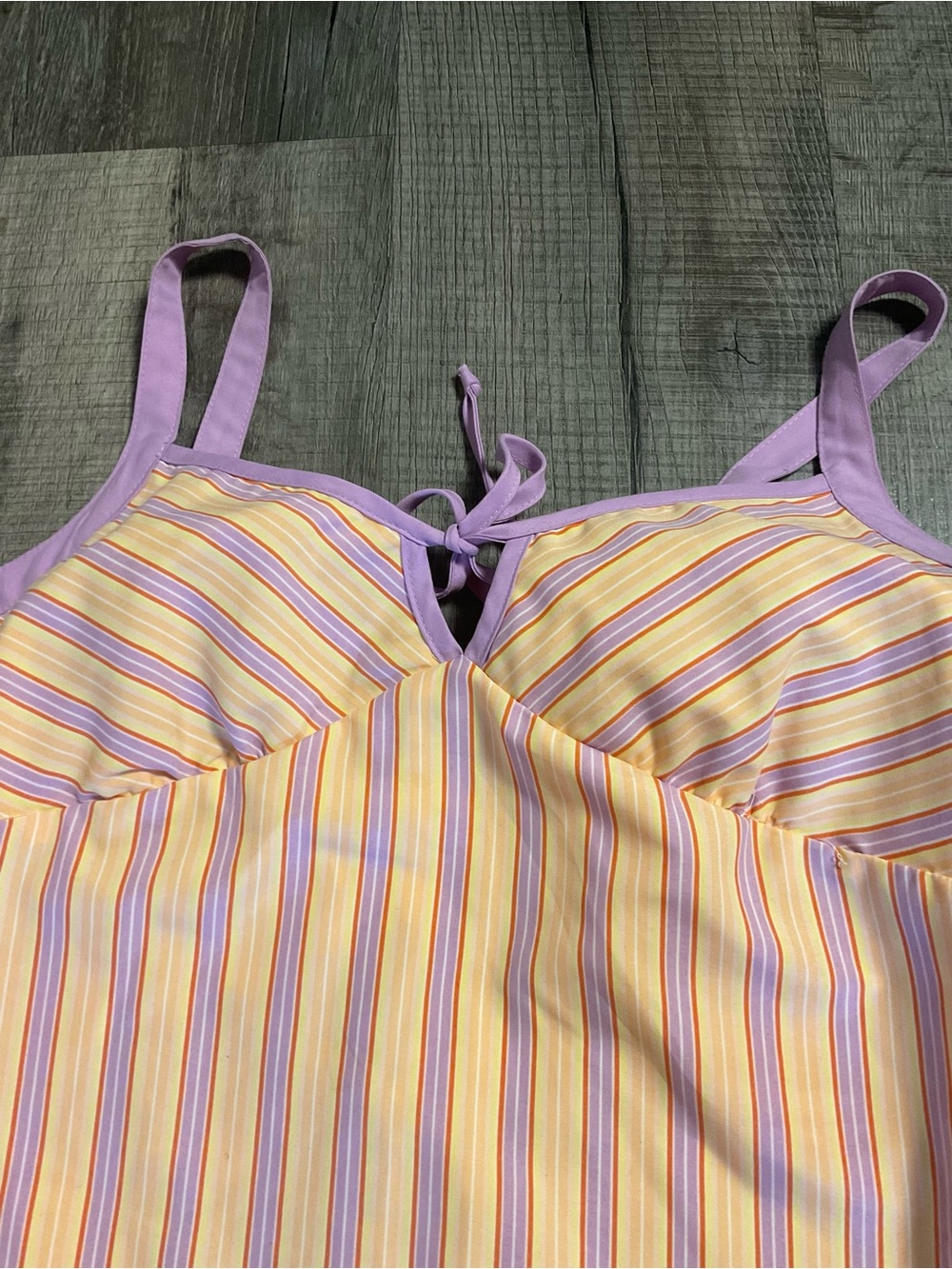 Handmade Reversible Cotton Sundress Floral Stripe Tie Strap Dress M/L Boho - Picture 4 of 10